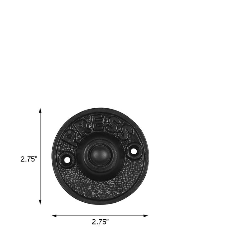A29 زر جرس الباب من الحديد الزهر المطلي بالبودرة السوداء A29 - بقطر 2 5/9" مع تركيب مدمج، تصميم دائري عتيق، موصل لجرس ثنائي الأسلاك، مقاوم للعوامل الجوية، طراز قديم، تركيب سهل بنفسك - Image 5